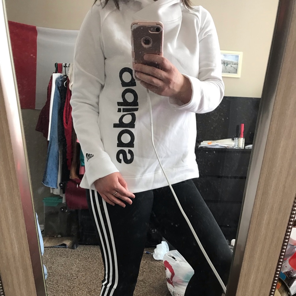ADIDAS white hoodie size M